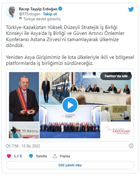 Başkan Erdoğan'dan 'Yeniden Asya Girişimi' vurgusu...